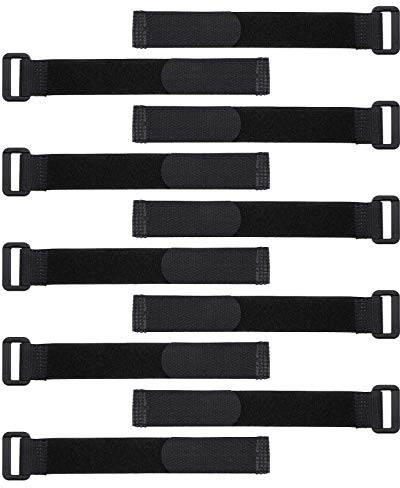 Create idea 10Pcs Black Magic Sticker Battery Straps with Buckle 20x200mm Self-Adhesive Hook & Loop Non-Slip Straps for RC Drones Quads Cars