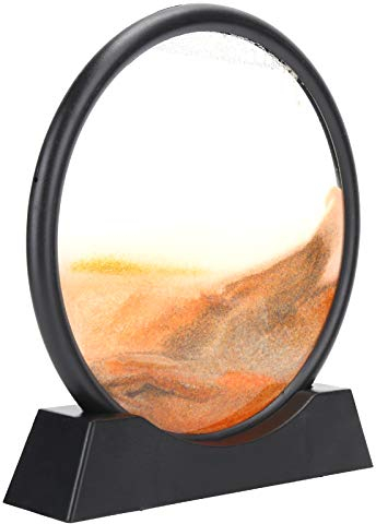 Fydun Dynamische Sandbild bewegte Landschaft fließender Sand 3D-Malerei für Home Desktop Dekoration Ornament Sanduhr Kunst Geschenke(Gelb)