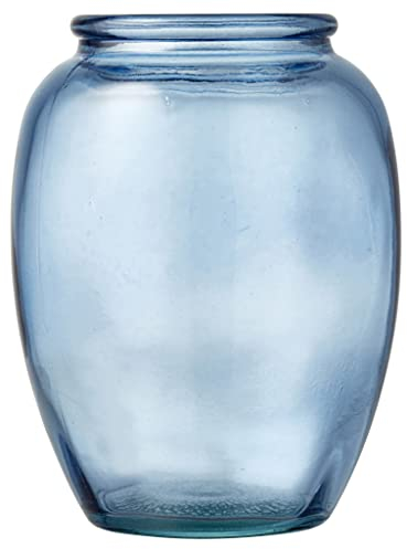 BITZ Kusintha Jarrón decorativo de cristal reciclado, altura 13 cm, color azul