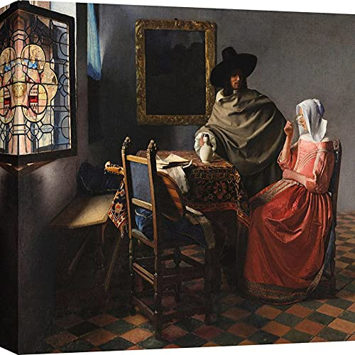ART PRINT CAFE' – Quadro arte classica - stampa su tela - Jan Vermeer, Bicchiere di vino (dettaglio) - misura 90X90 cm