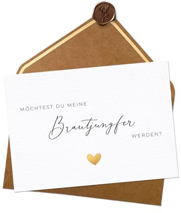 JoliCoon Brautjungfer fragen - Karte A6 mit Naturkuvert und Wachssiegel - Willst du meine Brautjungfer sein