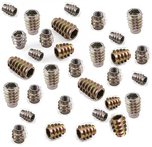TERF® M5 (5mm) X 13mm Wood Insert Hex Socket Nuts Threaded Insert Hex Socket (Type E) Nut For Wood Timber Furniture Carpenter DIY and Many Project - Pack of 10