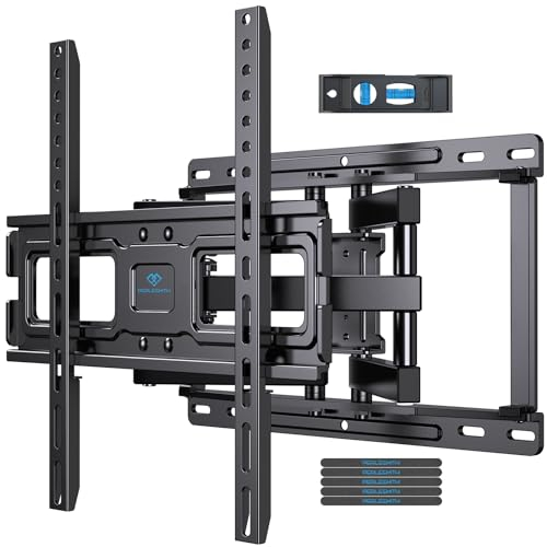 PERLESMITH TVWandhalterung, volle Bewegung für 81,3 165 cm (3265 Zoll) flache gebogene Bildschirme, TVHalterung mit Drehgelenk, Verlängerung, doppelte Gelenkhalterung, unterstützt Fernseher bis