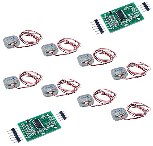 DIYmalls 8 Stück Wägezellen 50 kg Gewichtssensor Halbbrücke Dehnungsmesser Menschlicher Körper Digitalwaage + 2 Stück HX711 Verstärker AD-Modul für Arduino