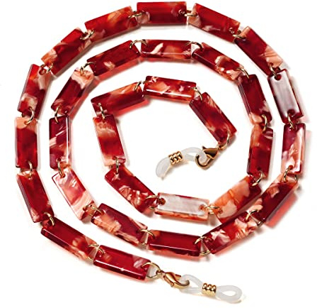 DNLKWGO Brillenhalter Kette Eyewear Lanyard Brillenkette Sonnenbrillenband Halter für Frauen, rot, Einheitsgröße