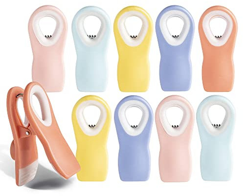 COOK WITH COLOR Bag Clips with Magnet- Food Clips, Chip Clips, Bag Clips for Food Storage with Airtight Seal Grip for Bread Bags, Snack Bags and Food Bags, Bright Colors, Pack of 10