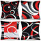 Schwarz Rot Kissenbezug 40x40 CM Abstrakter Dekorative Kissenbezüge 4 Stück Set Moderner Sofakissen Geometrischer Zierkissen Streifen Kunst Quadrat Winter Outdoor Kissen Für Sofa Home Dekor