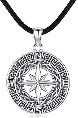 Odinstone Kompass Kette 925 Sterling Silber Kompass Halskette Anhänger Inspiration schmuck Amulett für Herren