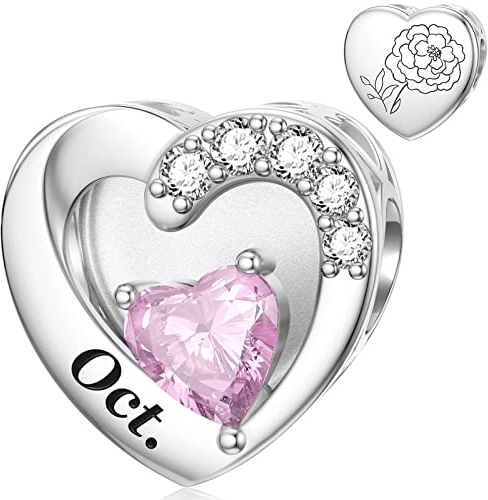 Oktober Charm für Pandora Charms Geburtsstein, Herz, Ringelblume, Monatsblume