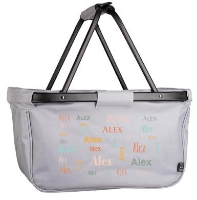 Herz & Heim® Einkaufskorb personalisiert/faltbar/modernes Design/Geschenk-Idee für Jedermann (Name in verschiedenen Schriftarten)