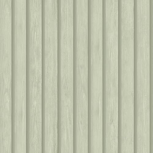 SOPHIE LAURENCE Green Wood Panel Slat Wallpaper Realistic 3D Effect Wallpaper