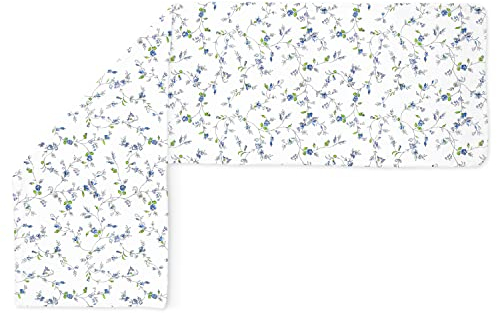 Amilian Seitenschläferkissen Bezug; Stillkissenbezug: ca. 150 x 40 cm für Lagerungskissen; 100% Baumwolle; Pillow Cover; Ersatzbezug; abnehmbar und waschbar Blumen Blau