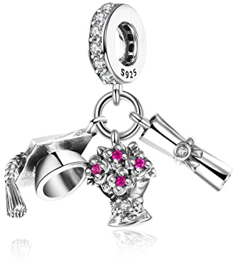 Charms Anhänger Abitur 2025 für Europäische Armbänder und Halskette - 925 Sterling Silber Charms Schulabschluss Geschenk für Frauen Mädchen