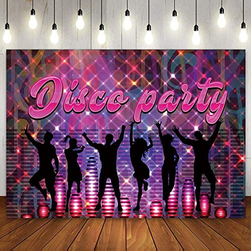 Disco Thema Kulisse Tänzer Club Tanz Hintergrund Bühne Neon 70er 80er 90er Jahre Geburtstagsfeier Dekor für Kinder Männer Frauen Banner Poster 210X150cm