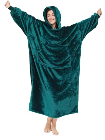 Daverose Hoodie Decke mit Ärmeln und Kapuze Damen, Decken Hoodie Damen Extra Lang, Superweiche und Warme Flanell Kuscheldecke mit Ärmeln, Oversized Blanket Hoodie als Geschenke für Herren Damen