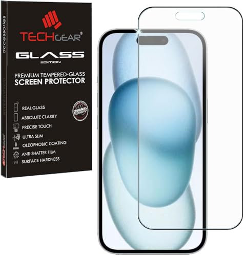 TECHGEAR Anti Glare Screen Protector for iPhone 16 Plus/iPhone 15 Plus - MATTE 3D GLASS Edition Genuine Tempered Glass Full Screen Protector Guard Cover for iPhone 15 Plus & iPhone 16 Plus 6.7