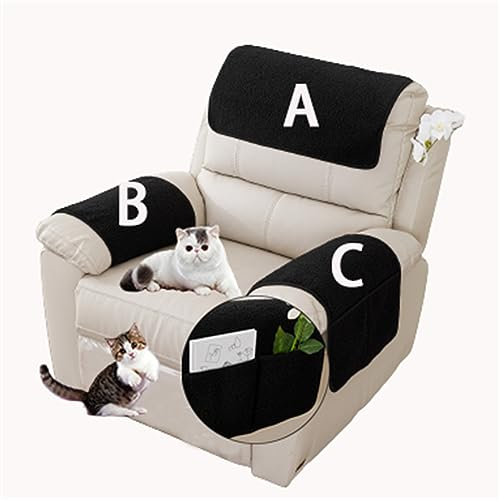 HYRAM Sesselschoner Sesselschutz Sesselüberwurf Armlehnenschoner Für Sofa Kopfstützenbezug Für Möbelbezüge, Couch überzug Anti-rutsch Sofaschutz,Ultra Weicher Sofaschoner (1 Person (3er-Set),Schwarz)