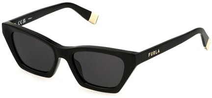 FURLA SFU777 Brille, Shiny Black, 53 für Damen, schwarz (Shiny Black), 66