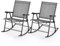 GOPLUS Lot de 2 Fauteuil Jardin Exterieur à Bascule Pliantes, 82 x 64 x 91 CM, Rocking Chair en Tissu Respirant, avec Dossier, Accoudoirs et Repose-Pieds, Charge 150KG, pour Camping, Terrasse, Jardin