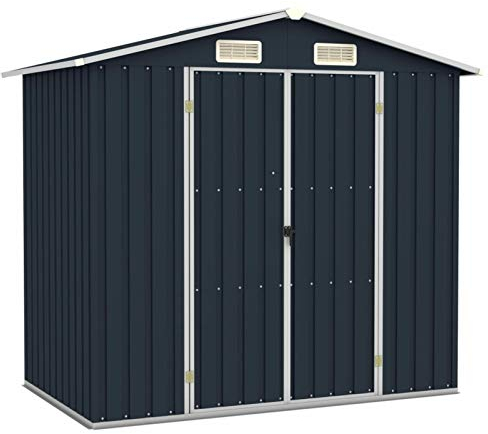 ARKEM Abri de Jardin Anthracite 205x129x183 cm Acier galvanisé,Abris De Jardin,Abri De Stockage pour Jardin,Abri D'Outils De Jardin