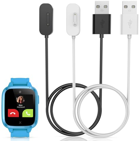 2-Stück Magnetisches Ladegerät Nur Kompatibel mit XPLORA Kidzi Ladekabel,Tragbares USB-Kabel Ersatz Ladestation Charger Cable Kompatibel mit Xplora Kidzi,Schwarz & Weiß
