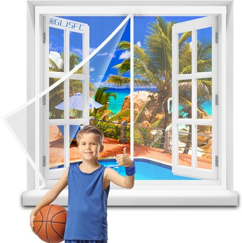 Magnet Fliegengitter BalkonFenster, 170x170cm Fliegenvorhang Tür, Magnetvorhang Insektenschutz, Balkon Magnetisch Fliegengitter, Fliegenschutz Terrassentür Vorhang, Fliegengittertüren Weiß