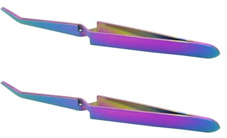 Namvo 2 Pinzas para Manualidades, Pinzas de Bloqueo Cruzado de Acero Inoxidable inverso, Pinzas de acción inversa, Puntas de Goma Puntiagudas curvadas, Pinzas de Soldadura con Bloqueo Cruzado