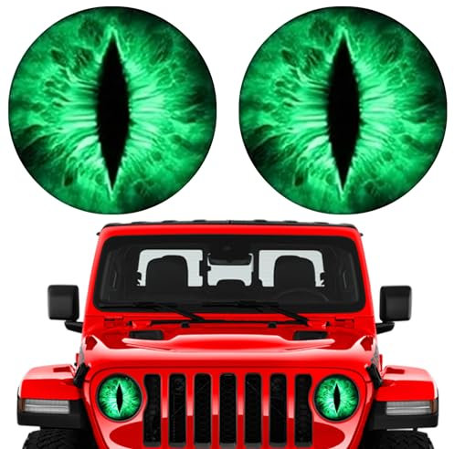 ACAREY Halloween Monster Eyes Aufkleber Auto | 2 Stück Halloween Deko Augen-Aufkleber für Jeep-Scheinwerfer | 3D Stereo Augen Scheinwerfer Aufkleber | Scheinwerfer Folie Tönungsfolie Aufkleber(Grün)