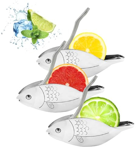 HyzaPhix 3pcs Lemon Juicer, Manual Lemon Squeezer Portable Lime Juicer, Bird Shape Hand Press Juicer for Orange Lemon Lime Pomegranate (fish)