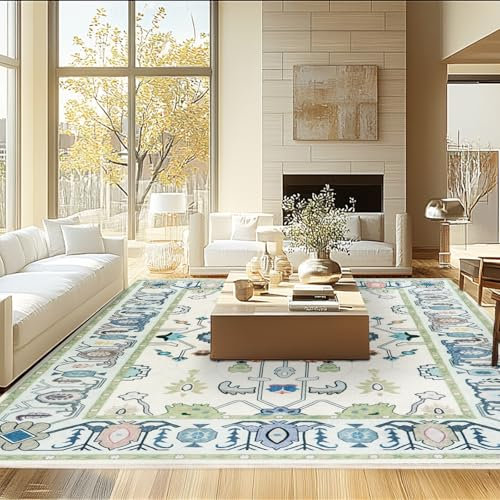 MAST DOO Teppich Wohnzimmer 140x200cm - Boho Kurzflor Teppich Großer Teppich Schlafzimmer - Orientalischer Vintage Teppich Weich Waschbar rutschfest Design für Schlafzimmer, Esszimmer, Küchen
