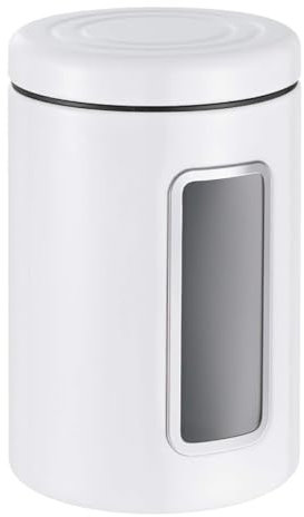 Wesco Vorratsdose Classic Line in der Farbe weiß, pulverbeschichtetes Stahlblech, 2 Liter Volumen, Sichtfenster aus Acryl