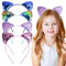 4 fasce per orecchie di gatto con paillettes, fasce per orecchie di gatto, fasce per orecchie di gatto glitterate per cosplay di feste di compleanno