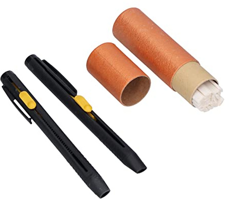 Jwthee 2 PZ Penna Gesso Sarto, Matita per Segni da Cucito Matite per Gesso in Tessuto Matite per Tessuto Bianco con Ricarica per Segni di Taglio in Pelle Segni di Disegno