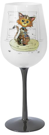Lesser & Pavey Bug Art Kimba Kitten Wine Glass 400ml | Home, Kitchen, Restaurant & Parties, Wine Glassware, Gift For Women, Men, Wedding & Christmas