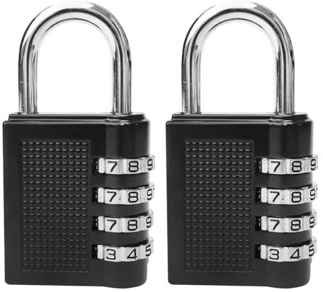 WedDecor Combination Locker Padlock, 4 Digit Coded Padlock, Gym Lock, School Locker Lock, Heavy Duty Weatherproof Combination Lock for Travel, Cabinet, Gate and Shed Security Outdoor (Black) Pack of 2