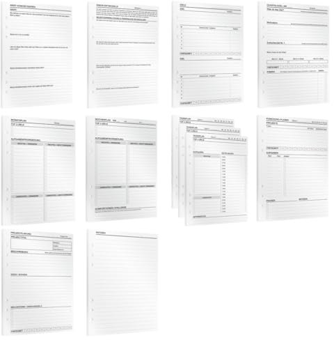 KOMPASS® Ringbuch-Einlagen | Planungs-Bundle | 290 A5-Einlagen für Produktivität & Fokus | Tagesplaner, Wochenplaner, Monatsplaner, Habit Tracker, Notizbuch & Mehr | Nachfüllbar (Bundle 1: Planung)