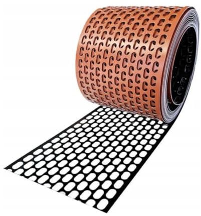 5lfm Aluminium Traufgitter Aluminium (silbern) oder Ziegelrot/Schwarz beidseitig lackiert ALU Vogelschutzgitter Schutzgitter Lüftungsgitter Lüftungsband (ZIegelrot/Schwarz, 80,0mm breit)