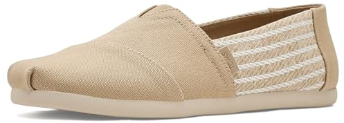 TOMS Alpargata Classic Loafer für Herren, flach, Haferbeige mit nautischen Streifen, Größe 39