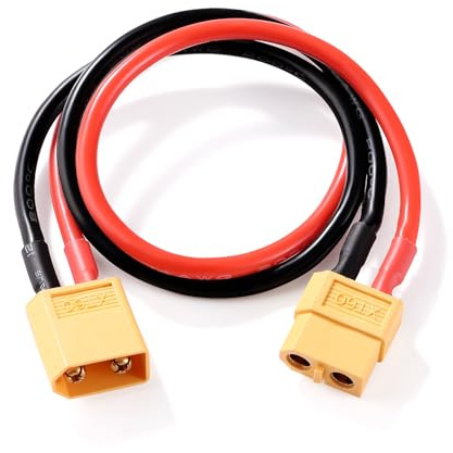 Lyeteung XT60 Extension Cable, XT60 Male to Female Connector, with 30cm 14AWG Silicone Cable, for RC LiPo Battery