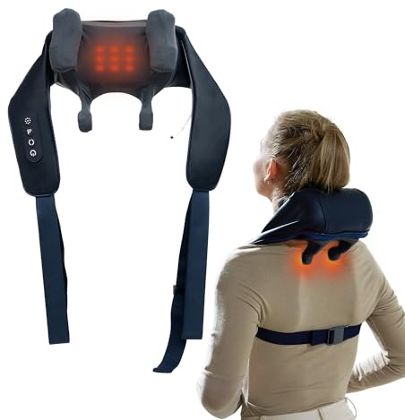 Real Relax Nackenmassagegerät mit Wärme,3D Shiatsu Rückenmassagegerät Massagegerät Nacken,Schultern,Beine,Elektrische Massagegerät Geschenke für Männer & Frauen