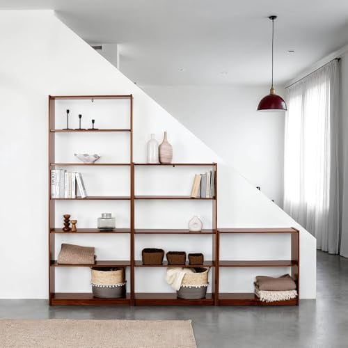 IDIMEX Standregal mit 7 Böden, Kastanie Farben - schmales Bücherregal aus Kiefer Massivholz für Kinderzimmer oder Büro