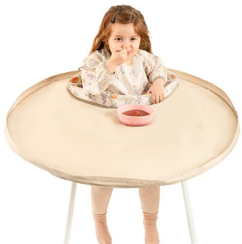 Bibaelin® BIBATRAY™ L – Plateau pour Diversification Alimentaire Bébé & Bavoir Manches Longues Imperméable Intégral – Accessoire Chaise Haute bébé + Sac Cordon – Compatible Bebeconfort – 6 Mois+