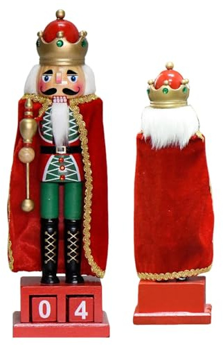 Wooden Nutcracker Advent Calendar - Christmas Decoration | Wooden Nutcracker Ornament, Wooden Puppet Dee Calendar, Cassenoisette King, Suitable for Fireplaces, Fireplaces And Fireplaces
