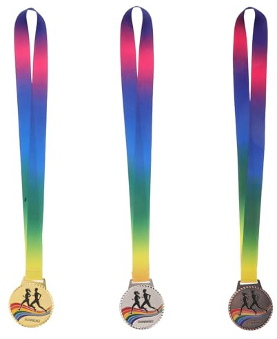 UPKOCH 3 Stück Marathon Medaillen aus Metall mit Umhängeband Outdoor Laufmedaillen für Wettkämpfe in Gold Silber und Bronze Sportauszeichnung für Läufer und Leichtathletik