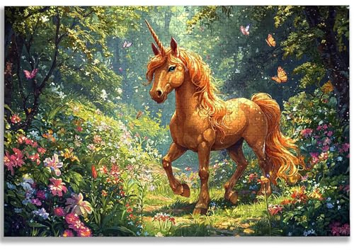 Puzzle 1000 Teile, Einhorn Puzzle 1000 Teile Erwachsene, Landschaft Holzpuzzle Erwachsene, EIN Herausforderndes Rätsel, Puzzlespiele für Die Ganze Familie, Holzpuzzle für Zimmer Deko, Geschenke, -3272