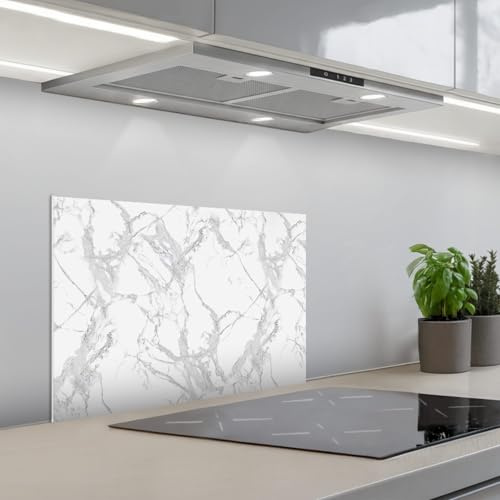 KitchenYeah© Spritzschutz Küche Küchen Rückwand Küchendeko Wand Wandschutz | 60x40 cm - Selbstklebend Backsplash Kitchen Peel And Stick Marmor - Rein - Grau - Adern