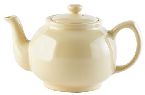 Price & Kensington Englische Teekanne für 6 Tassen, aus hochwertigem Steingut, Teekännchen mit Glanzglasur, creme beige, mikrowellen- und spülmaschinenfest, Vintage Teebereiter
