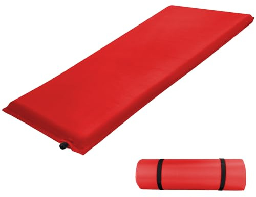ALPIDEX Isomatte Camping 2.5 cm┃6 cm┃10 cm Dick Schaumstoff Selfinflating Matte Selbstaufblasende Outdoor Thermomatte Robust Isolierend, Farbe:rot, Maße:200 x 66 x 10 cm