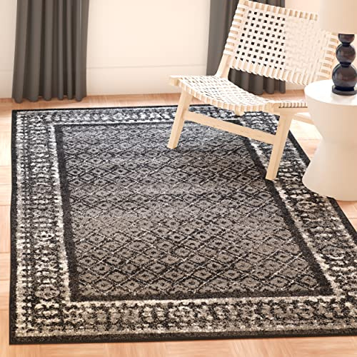 SAFAVIEH Adirondack Collection Accent Rug - 3' x 5', Black & Silver, Distressed Design, Non-Shedding & Easy Care, Ideal for High Traffic Areas in Entryway, Living Room, Bedroom (ADR110A)