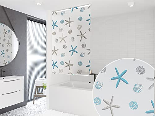 KS Handel 24 Basic DUSCHROLLO 80x240 cm DUSCHVORHANG Modell Oceanic Weiss BLAU BRAUN! Shower Rollo Curtain!